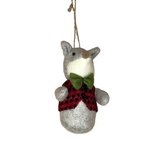Christmas Ornament Stuffed Animal Plush Bowtie Mole Mouse Holiday Decor
